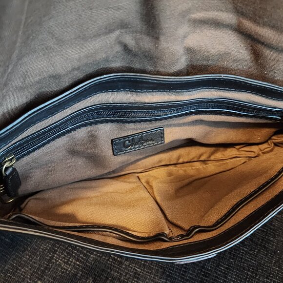 Cole Haan Soft Black Leather with Brown Trim Leather Crossbody Bag - Picture 11 of 11